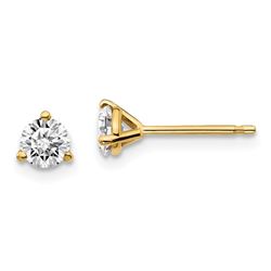 14k Yellow Gold 1/2ct Cert Lab Grown Diamond 3-Prong Earring