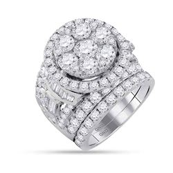 18kt White Gold Round Diamond Cluster Stud Earrings 1/4 Cttw