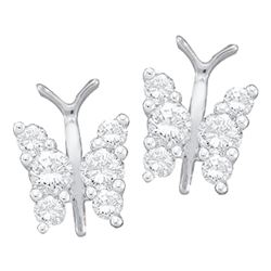 10kt Yellow Gold Mens Round Yellow Color Enhanced Diamond Square Cluster Earrings 1/4 Cttw