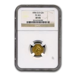 1856-S/S $1 Indian Head Gold XF-45 NGC (FS-501)