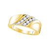 Image 1 : 10kt Yellow Two-tone Gold Mens Round Diamond Octagon Frame Cluster Ribbed Ring 1/2 Cttw