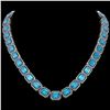 66 ctw Topaz & VS/SI Diamond Eternity Necklace 14K Yellow Gold