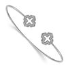 14k White Gold .248ct Diamond Cross Flexible Bangle - 7 in.