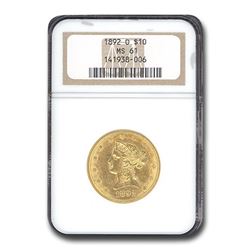 1892-O $10 Liberty Gold Eagle MS-61 NGC