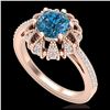 Image 1 : 2.5 ctw SI Fancy Blue Diamond Solitaire Halo Ring 10K Rose Gold