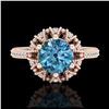 Image 2 : 2.5 ctw SI Fancy Blue Diamond Solitaire Halo Ring 10K Rose Gold