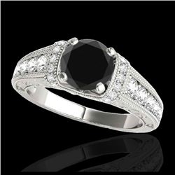 1.07 ctw Intense Fancy Yellow Diamond Art Deco Ring 18K White Gold