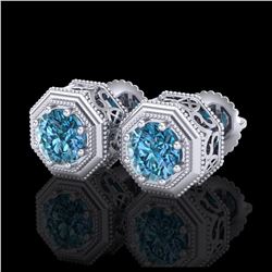 1.50 ctw SI Fancy Blue Diamond Solitaire Halo Ring 10K Rose Gold
