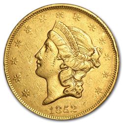 1852 $20 Liberty Gold Double Eagle XF Details (Cleaned)
