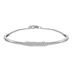 14k White Gold .33ct Diamond Bar Bangle Bracelet - 7 in.