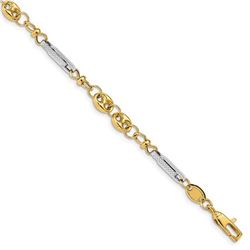 14K Two-Tone Gold Polished Fancy Link Bracelet - 7.5 in.