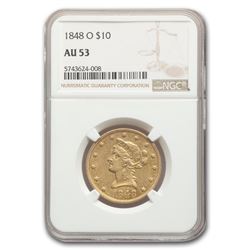 1848-O $10 Liberty Gold Eagle AU-53 NGC