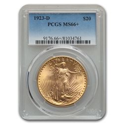 1923-D $20 Saint-Gaudens Gold Double Eagle MS-66+ PCGS