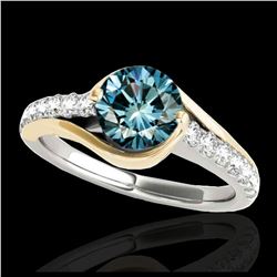 1.50 ctw Intense Fancy Yellow Diamond Art Deco Ring 18K Rose Gold