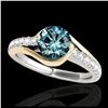 Image 1 : 1.50 ctw Intense Fancy Yellow Diamond Art Deco Ring 18K Rose Gold