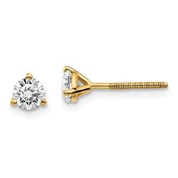14k Yellow Gold 1/2ct Lab Grown Diamond 3-Prong Earring