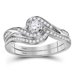 10kt Yellow Gold Round Prong-set Diamond Oval Cluster Ring 1/2 Cttw