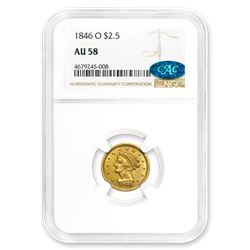 1846-O $2.50 Liberty Gold Quarter Eagle AU-58 NGC CAC