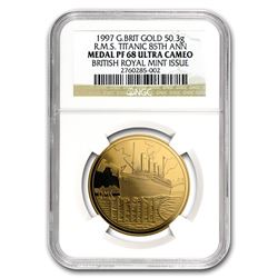 1997 Great Britain Gold RMS Titanic 85th Anniversary PF-68 NGC