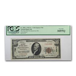 1929 Type 1 $10 Provincetown\, MA VF-30 PPQ PCGS (CH#736)