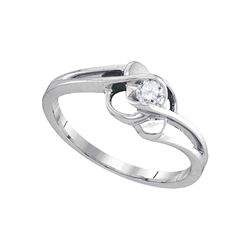 10kt Yellow Gold 2-tone Round Diamond Heart Stud Earrings .02 Cttw