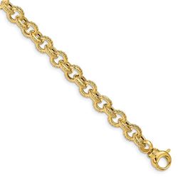 14k Yellow Gold Polished Fancy Link Bracelet - 7.25 in.