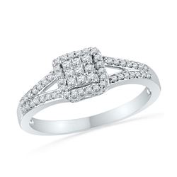 10kt White Gold Round Diamond Link Stackable Band Ring 1/5 Cttw