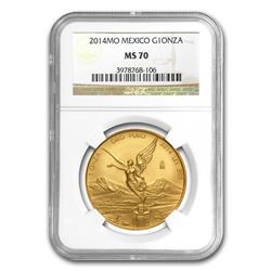 2014 Mexico 1 oz Gold Libertad MS-70 NGC
