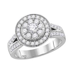 14kt White Gold Round Diamond Square Cluster Earrings 1/4 Cttw