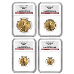 2006 4-Coin Gold American Eagle Set MS-70 NGC (FS)
