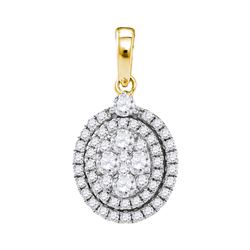 14kt Yellow Gold His & Hers Round Diamond Cluster Matching Bridal Wedding Ring Band Set 5/8 Cttw