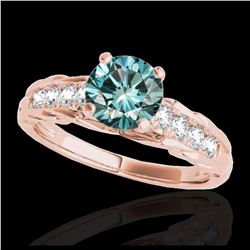 1.50 ctw SI Fancy Blue Diamond Solitaire Ring 10K Rose Gold