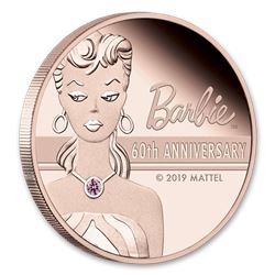 2019 Tuvalu 2 oz Rose Gold 60th Anniversary Barbie„¢ Proof