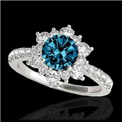 2 ctw Intense Blue Diamond Stud Earrings 10K Rose Gold