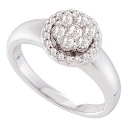 14kt White Gold Princess Round Diamond Cluster Bridal Wedding Engagement Ring 1/2 Cttw