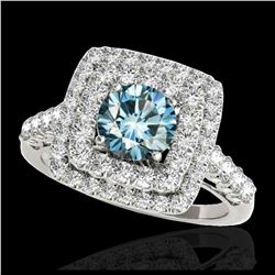 2 ctw H-SI/I Diamond Solitaire Halo Ring 10K Yellow Gold