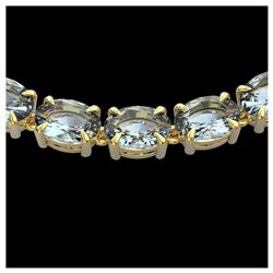 41.6 ctw Aquamarine & Diamond Halo Necklace 10K Rose Gold