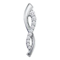 10kt White Gold Round Diamond Infinity Knot Stackable Ring 1/10 Cttw