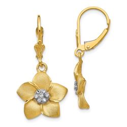14k and Rhodium Plumeria Earrings - 33 mm