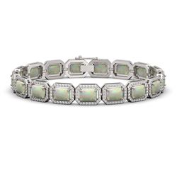 27.1 ctw Swiss Topaz & Diamond Bracelet 14K White Gold