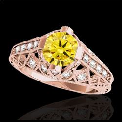 1.51 ctw Intense Fancy Yellow Diamond Art Deco Earrings 18K Rose Gold
