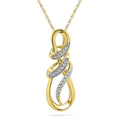 10kt White Gold Round Blue Color Enhanced Diamond Heart Infinity Pendant 1/10 Cttw