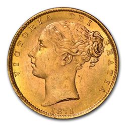 1871 Great Britain Gold Sovereign Victoria Shield MS-64 NGC