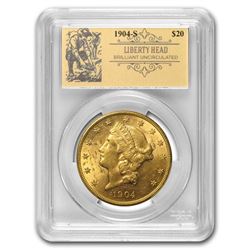 1904-S $20 Liberty Gold Double Eagle BU PCGS (Prospector Label)