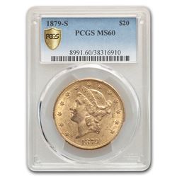 1879-S $20 Liberty Gold Double Eagle MS-60 PCGS