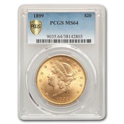 1899 $20 Liberty Gold Double Eagle MS-64 PCGS