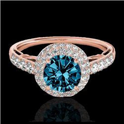 1.65 ctw SI Blue Diamond Solitaire Ring 10K White & Rose Gold