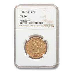 1853/2 $10 Liberty Gold Eagle XF-40 NGC