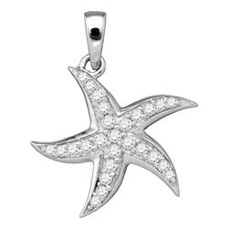 10kt White Gold Round Diamond Heartbeat Pendant Necklace 1/4 Cttw