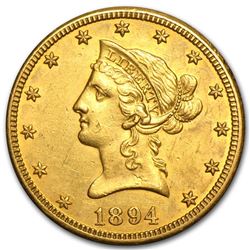 1894-O $10 Liberty Gold Eagle AU Details (Cleaned)